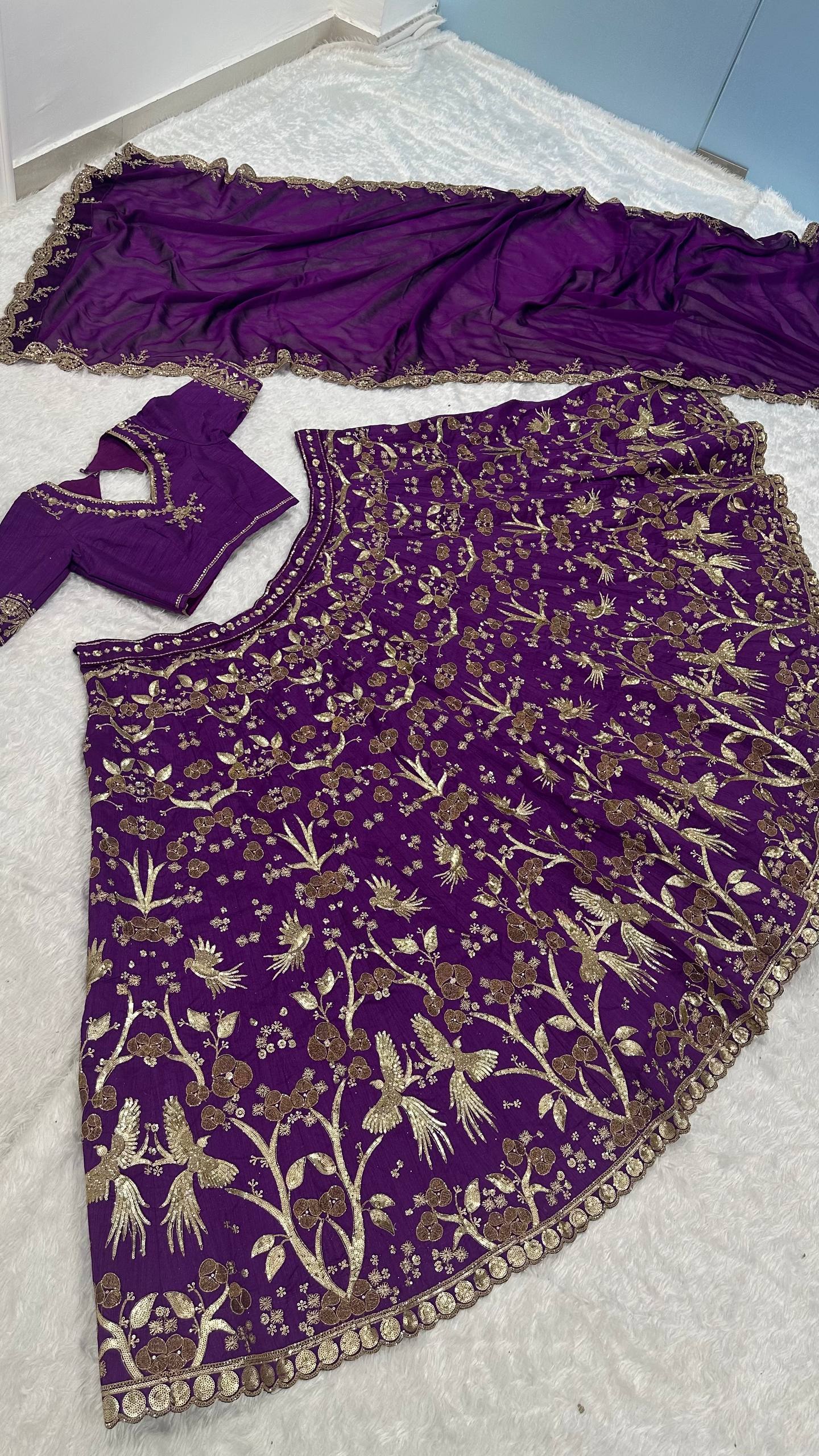 Purple Color Heavy Sequence Zari Work  Designer Lehenga Choli