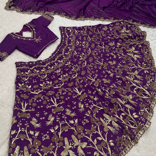 Purple Color Heavy Sequence Zari Work  Designer Lehenga Choli