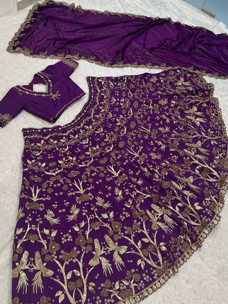 Purple Color Heavy Sequence Zari Work  Designer Lehenga Choli