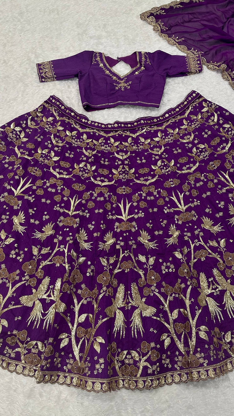 Purple Color Heavy Sequence Zari Work  Designer Lehenga Choli