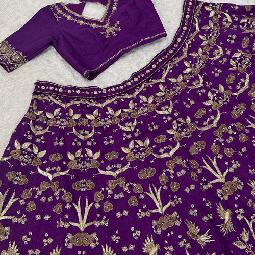 Purple Color Heavy Sequence Zari Work  Designer Lehenga Choli