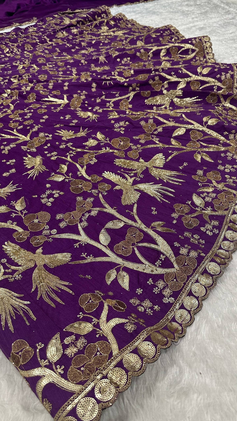 Purple Color Heavy Sequence Zari Work  Designer Lehenga Choli