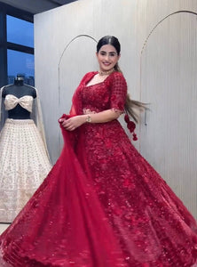 Red Color Heavy Thread With Sequence Work  Designer Lehenga Choli