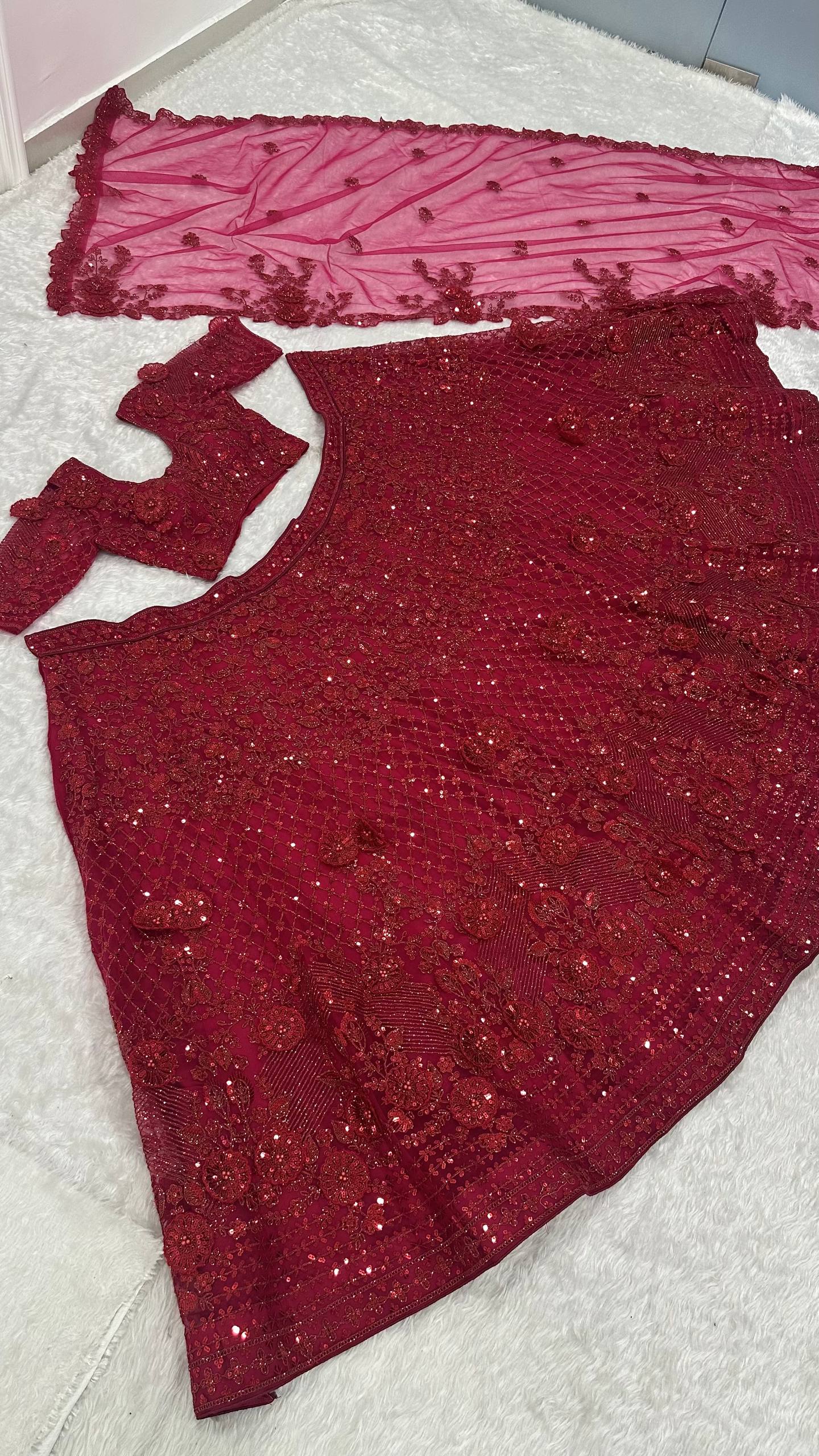 Red Color Heavy Thread With Sequence Work  Designer Lehenga Choli