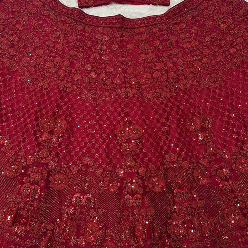 Red Color Heavy Thread With Sequence Work  Designer Lehenga Choli