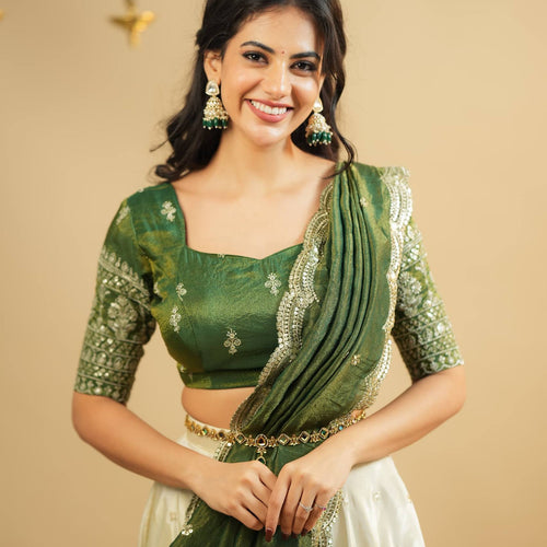 White Color Heavy Sequence And Zari Work Wedding WearLehenga Choli