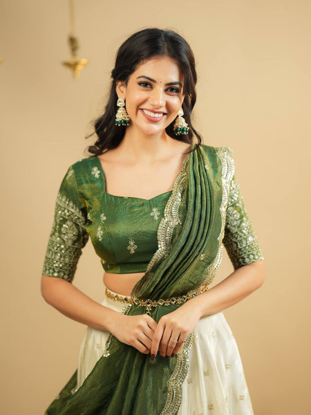 White Color Heavy Sequence And Zari Work Wedding WearLehenga Choli