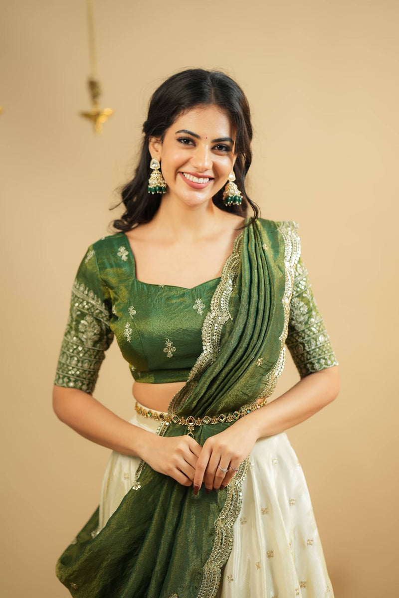 White Color Heavy Sequence And Zari Work Wedding WearLehenga Choli