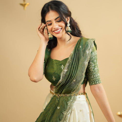 White Color Heavy Sequence And Zari Work Wedding WearLehenga Choli