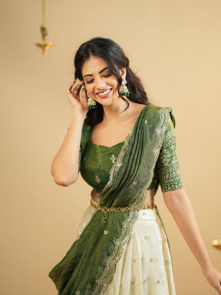 White Color Heavy Sequence And Zari Work Wedding WearLehenga Choli