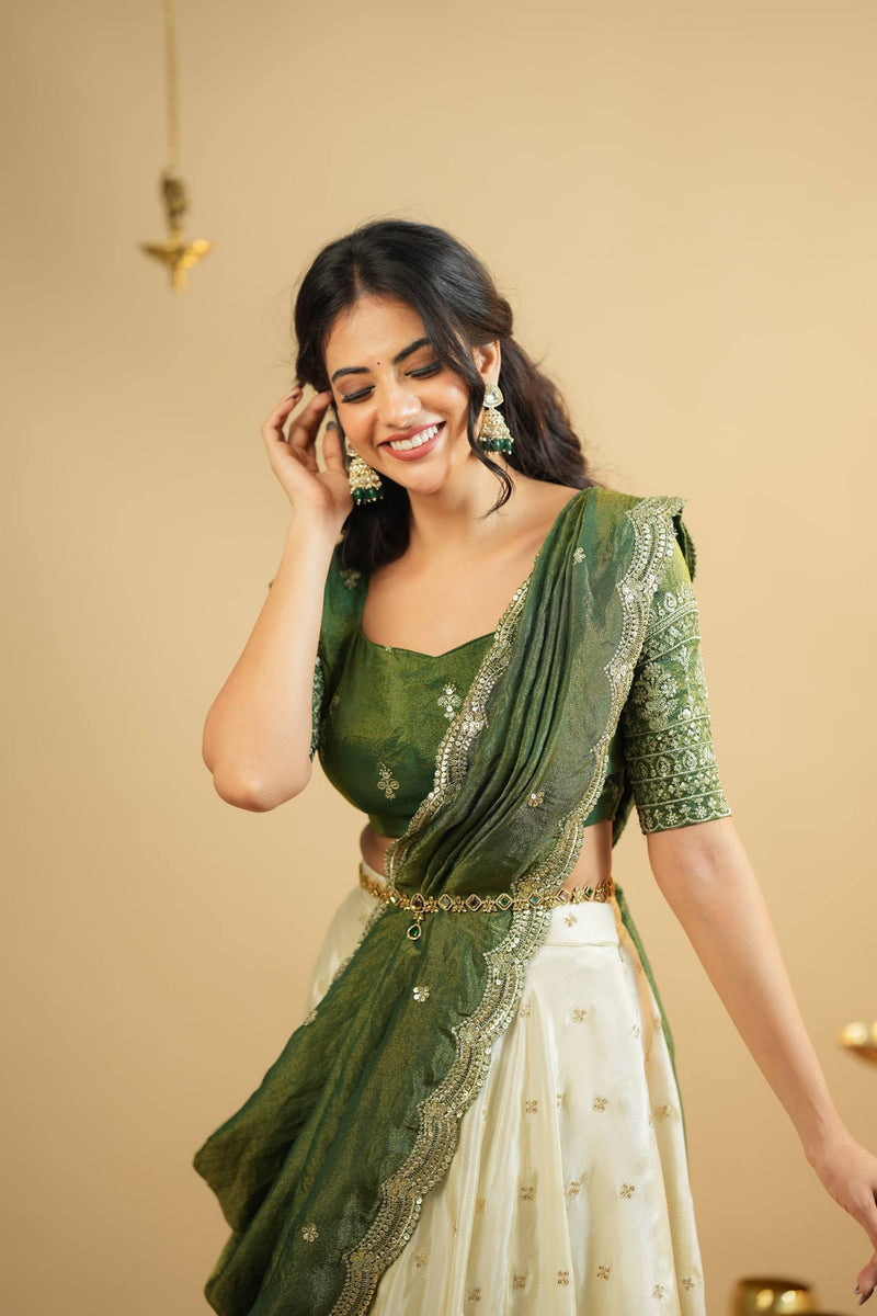 White Color Heavy Sequence And Zari Work Wedding WearLehenga Choli