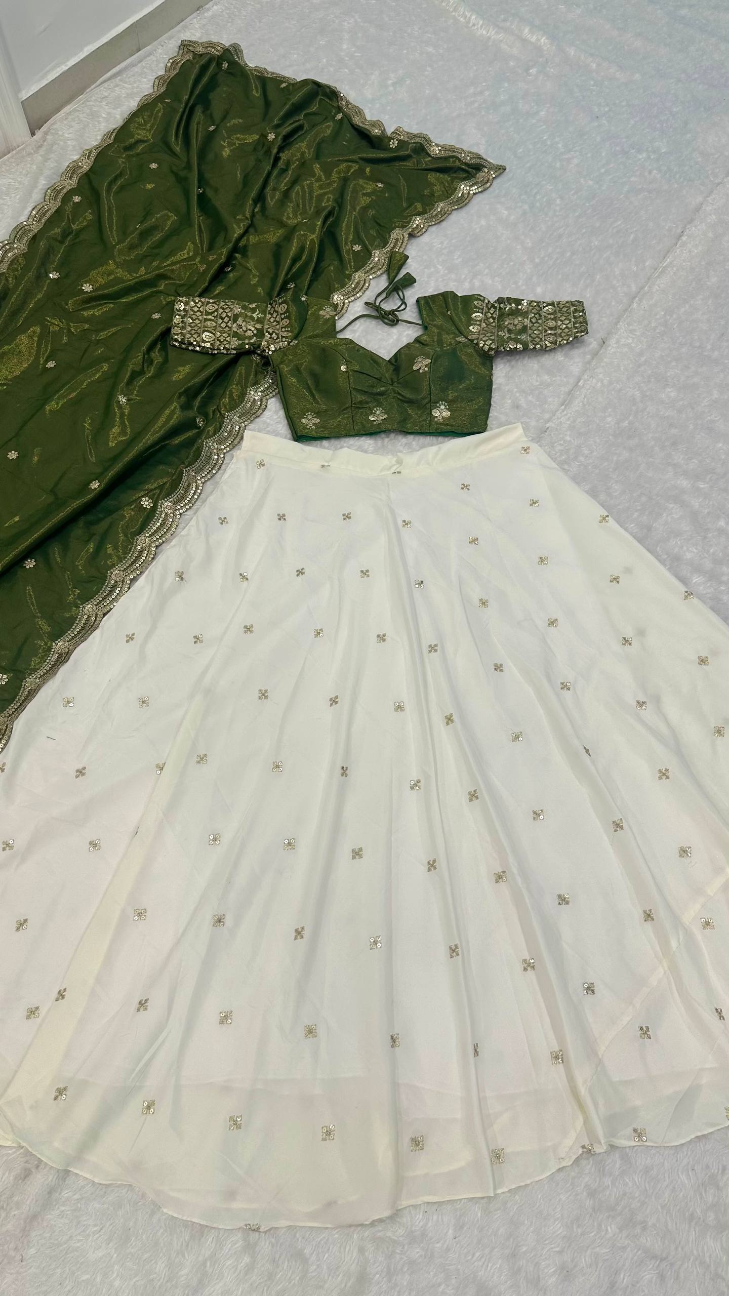 White Color Heavy Sequence And Zari Work Wedding WearLehenga Choli