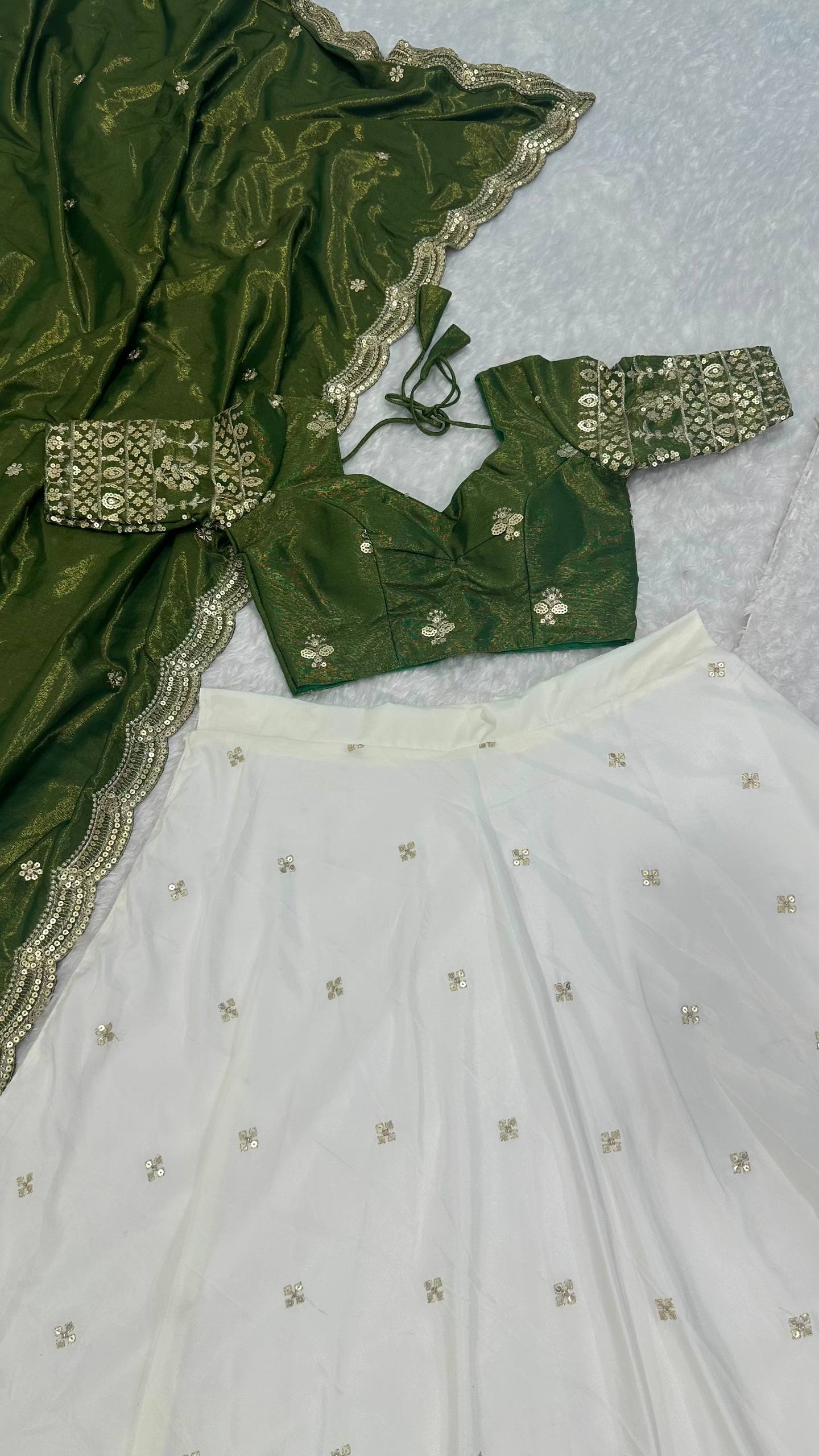 White Color Heavy Sequence And Zari Work Wedding WearLehenga Choli