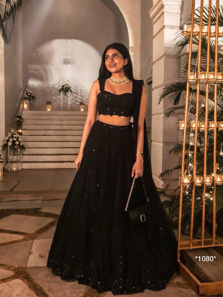 Black Color Heavy Sequence Work  Designer Lehenga Choli