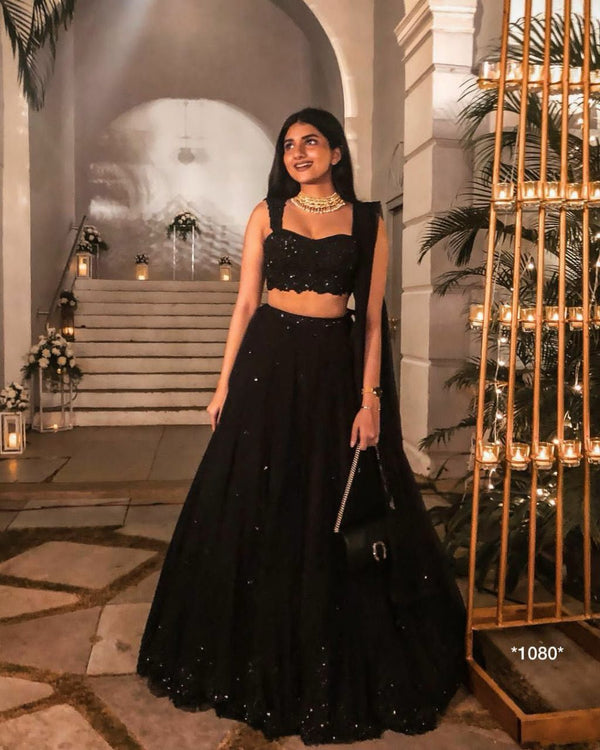 Black Color Heavy Sequence Work  Designer Lehenga Choli