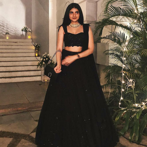 Black Color Heavy Sequence Work  Designer Lehenga Choli