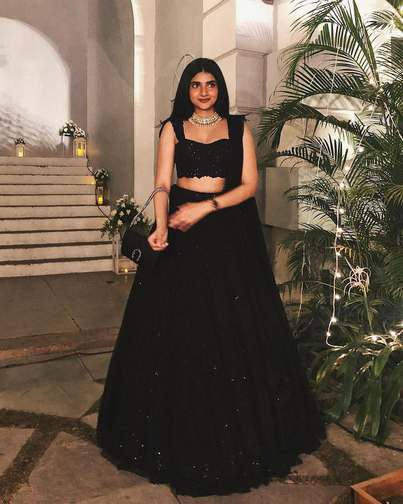 Black Color Heavy Sequence Work  Designer Lehenga Choli