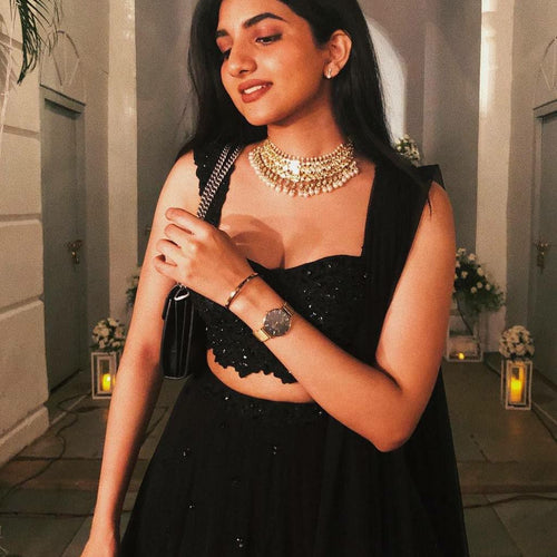 Black Color Heavy Sequence Work  Designer Lehenga Choli