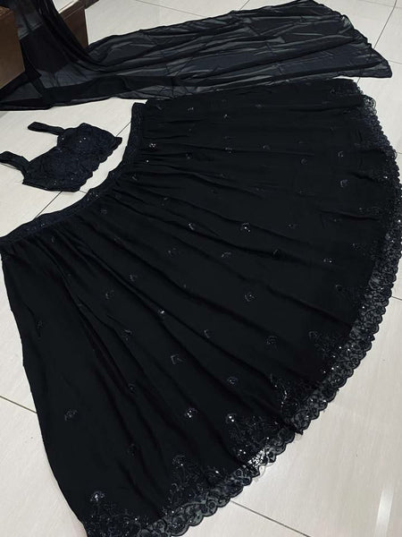 Black Color Heavy Sequence Work  Designer Lehenga Choli