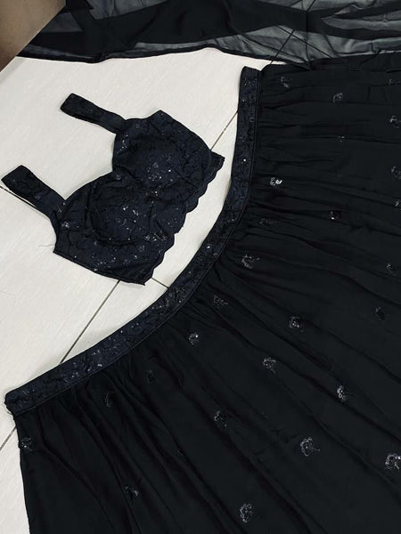 Black Color Heavy Sequence Work  Designer Lehenga Choli