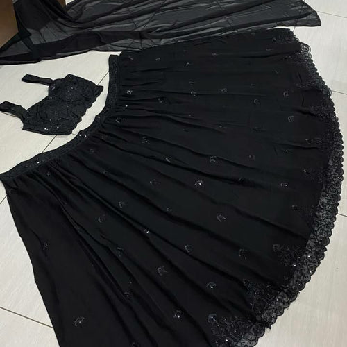 Black Color Heavy Sequence Work  Designer Lehenga Choli