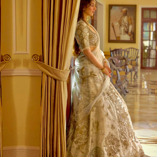 Cream Color Heavy Zari With Sequence Work  Designer Lehenga Choli