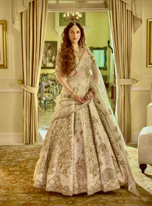 Cream Color Heavy Zari With Sequence Work  Designer Lehenga Choli