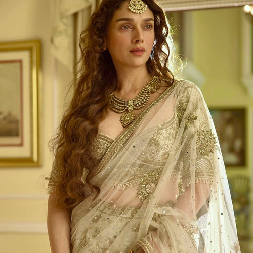 Cream Color Heavy Zari With Sequence Work  Designer Lehenga Choli