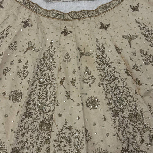 Cream Color Heavy Zari With Sequence Work  Designer Lehenga Choli