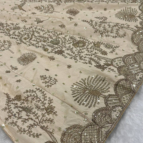 Cream Color Heavy Zari With Sequence Work  Designer Lehenga Choli