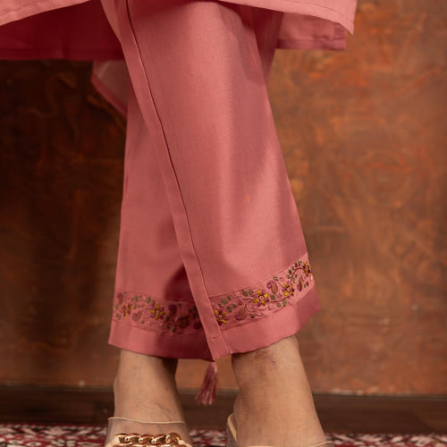 Peach Color Embroidery Thread Work Designer Salwar Suit