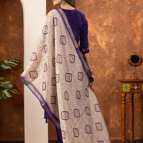 Purple Color Embroidery Thread Work Designer Salwar Suit