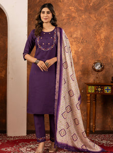 Wine Color Embroidery Thread Work Designer Salwar Suit