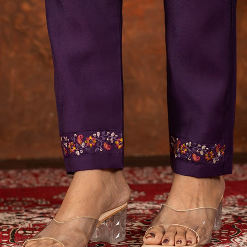 Wine Color Embroidery Thread Work Designer Salwar Suit