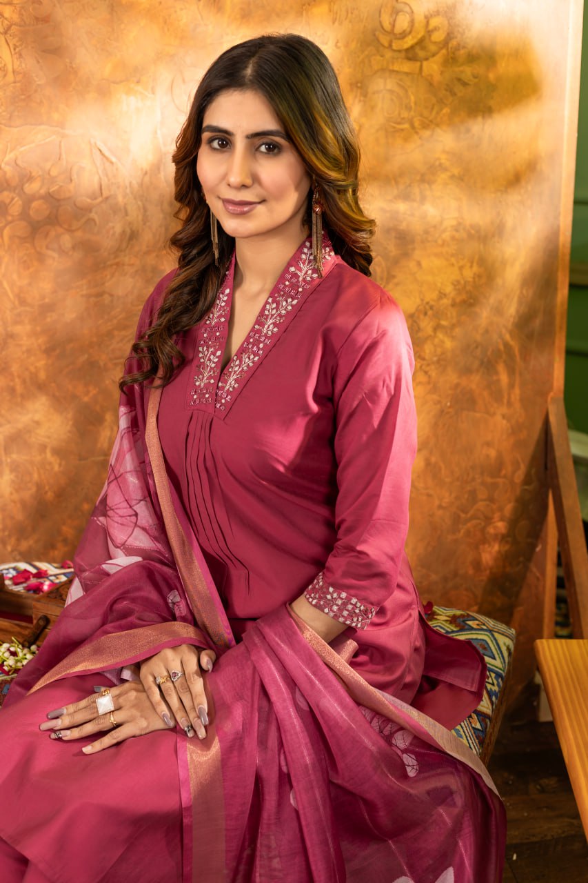Pink Color Embroidery Thread Work Designer Salwar Suit