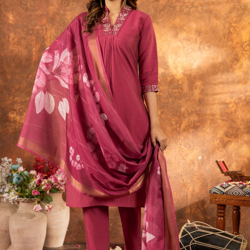 Pink Color Embroidery Thread Work Designer Salwar Suit