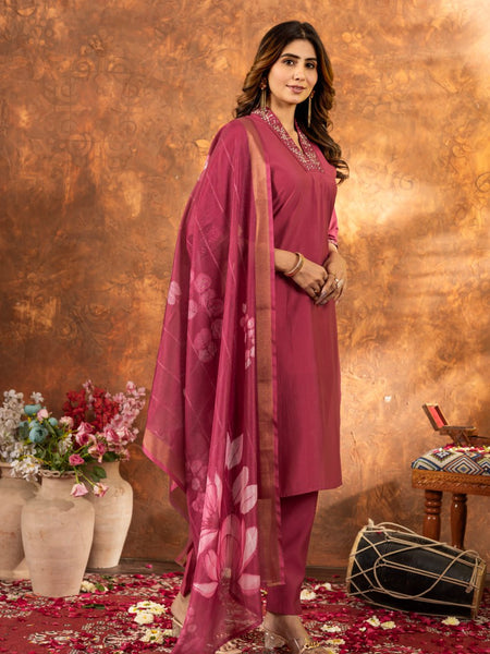 Pink Color Embroidery Thread Work Designer Salwar Suit