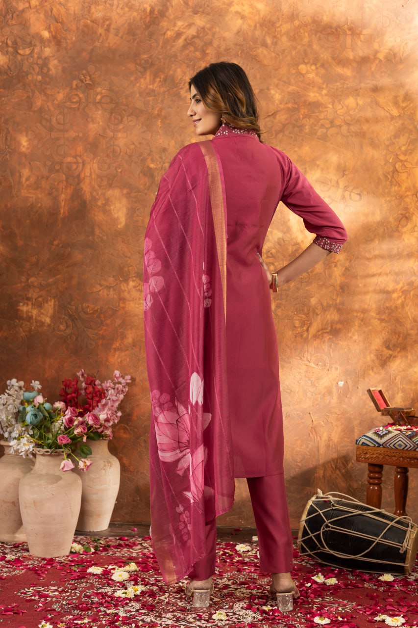Pink Color Embroidery Thread Work Designer Salwar Suit