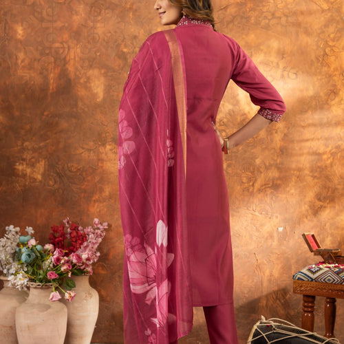 Pink Color Embroidery Thread Work Designer Salwar Suit