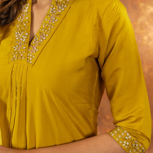 Yellow Color Embroidery Thread Work Designer Salwar Suit