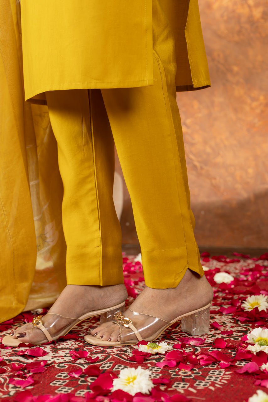 Yellow Color Embroidery Thread Work Designer Salwar Suit