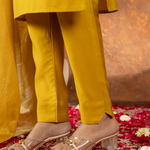 Yellow Color Embroidery Thread Work Designer Salwar Suit