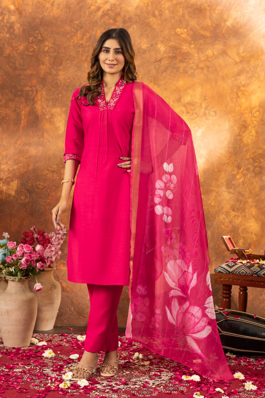 Pink Color Embroidery Thread Work Designer Salwar Suit