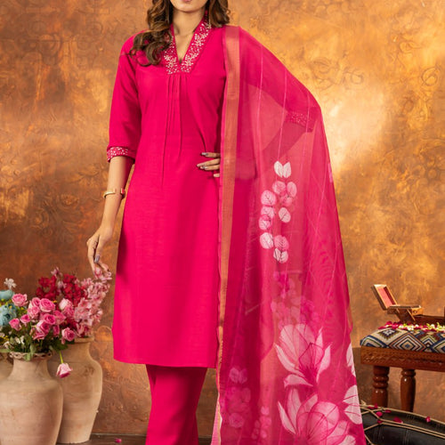 Pink Color Embroidery Thread Work Designer Salwar Suit