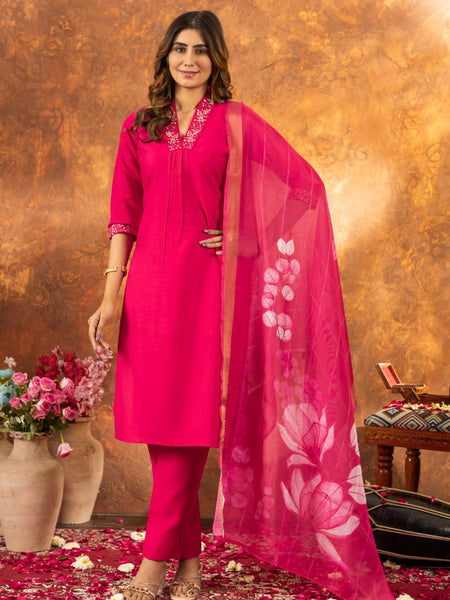 Pink Color Embroidery Thread Work Designer Salwar Suit