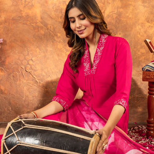 Pink Color Embroidery Thread Work Designer Salwar Suit