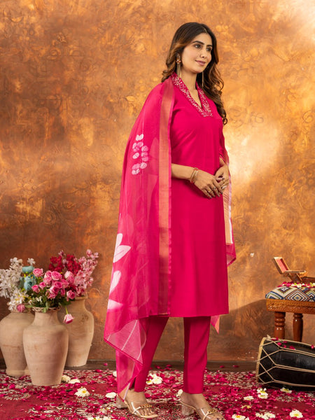 Pink Color Embroidery Thread Work Designer Salwar Suit
