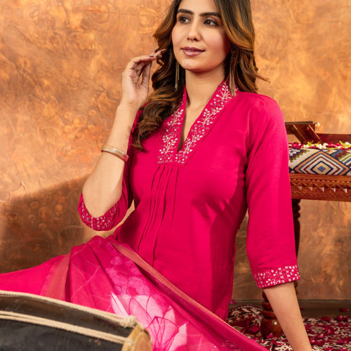 Pink Color Embroidery Thread Work Designer Salwar Suit