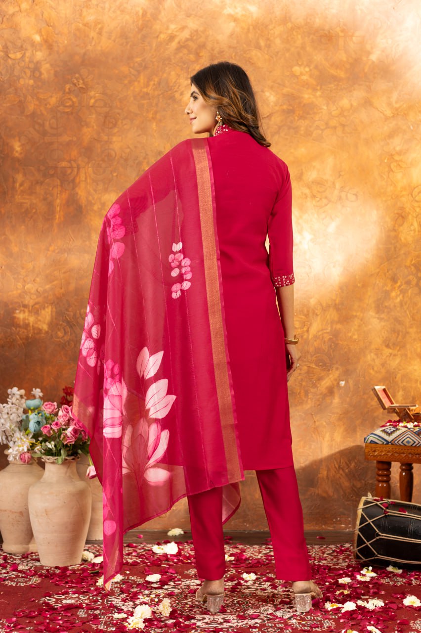 Pink Color Embroidery Thread Work Designer Salwar Suit
