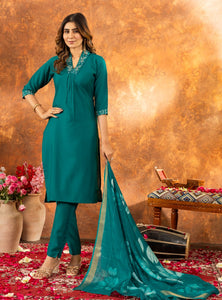 Rama Color Embroidery Thread Work Designer Salwar Suit